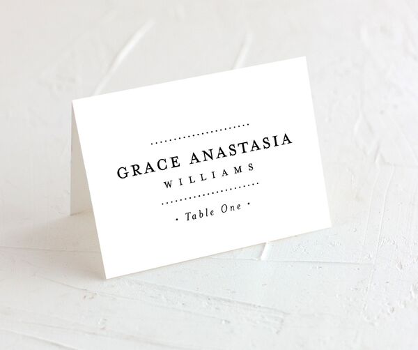 Modern Ampersand Place Cards front in Pure White