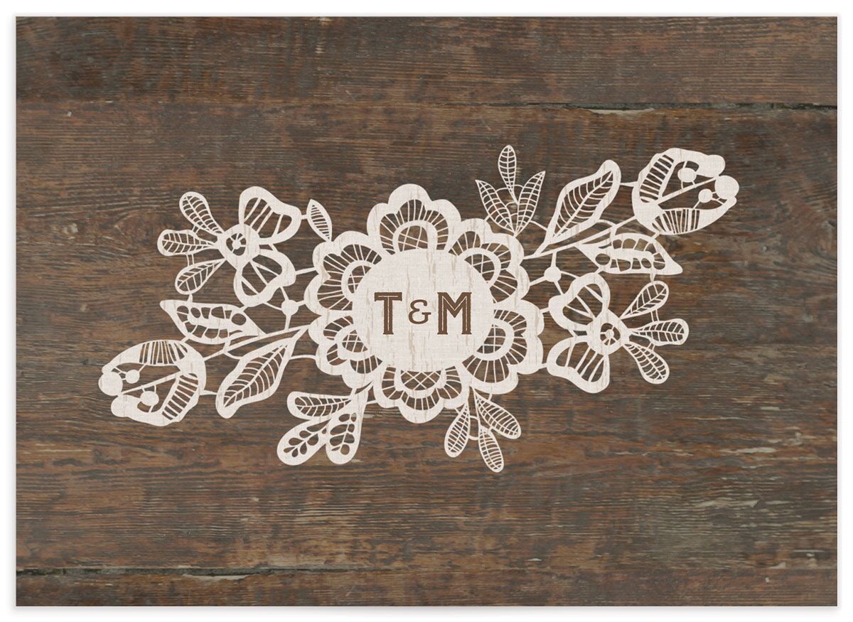 Rustic Lace Wedding Enclosure Cards back in Brown