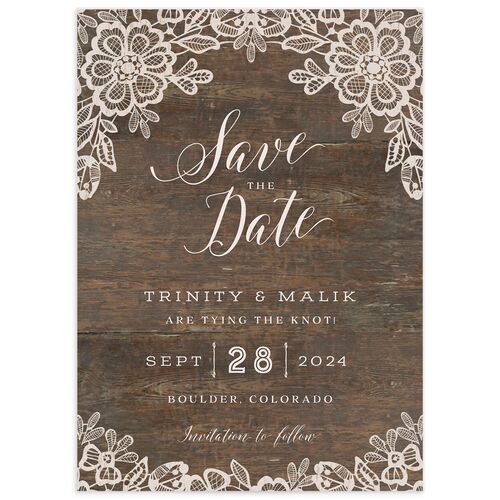 Rustic Lace Save the Date Cards