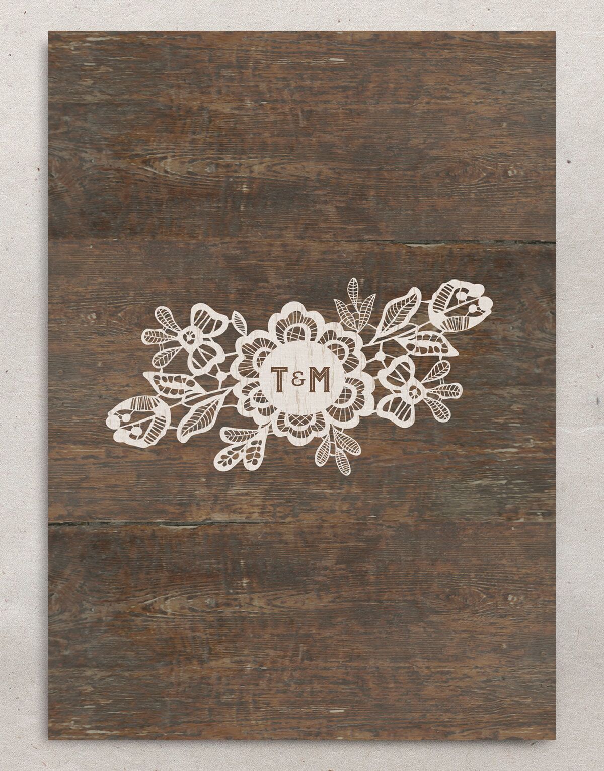 Rustic Lace Wedding Invitations back in Brown