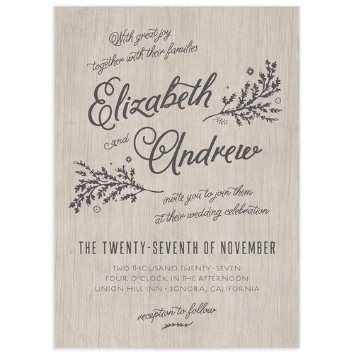 Rustic Chic Wedding Invitations - Medieval Grey