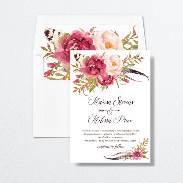 Wildflower Watercolor Envelope Liners envelope-and-liner in Rose Pink