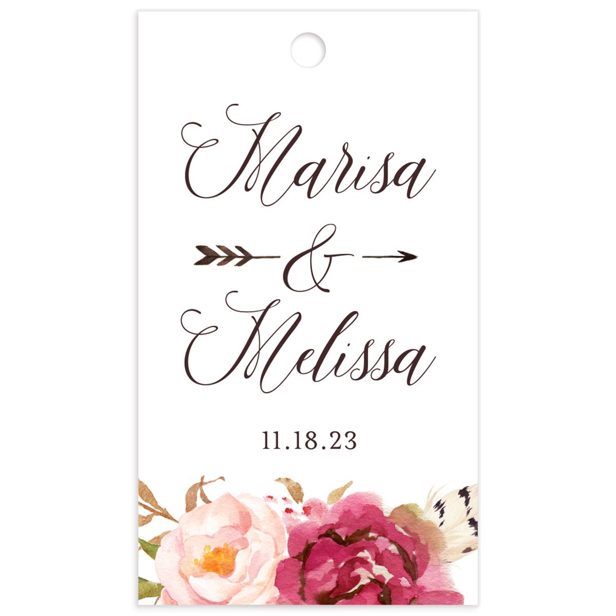 Wildflower Watercolor Favor Gift Tags back in Rose Pink