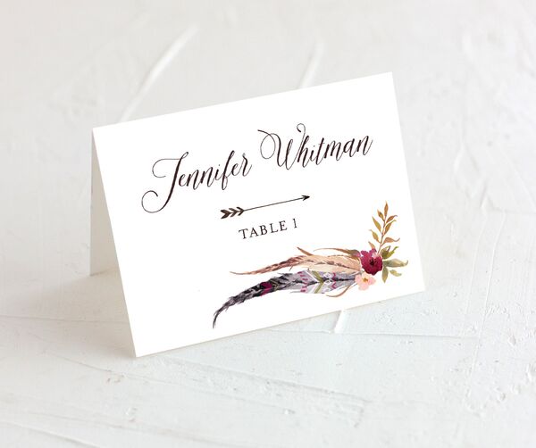 Wildflower Watercolor Place Cards front in Rose Pink
