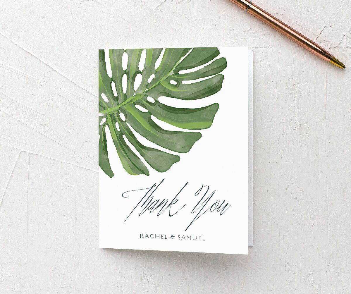 Tropical Elegance Thank You Cards front in Jewel Green