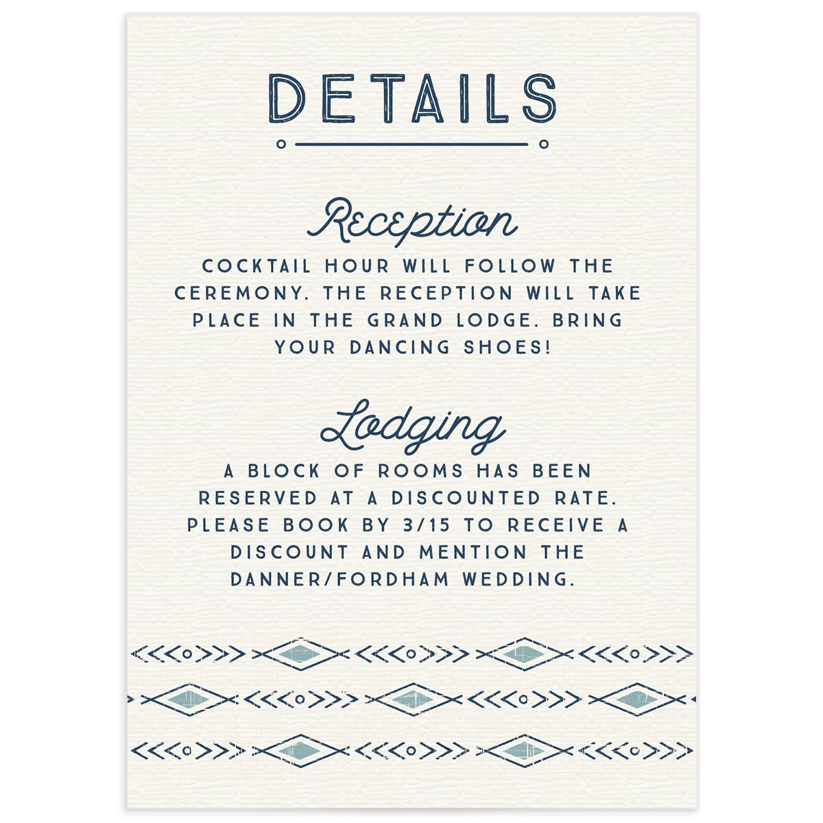 Rustic Mountain Wedding Enclosure Cards front in Blue