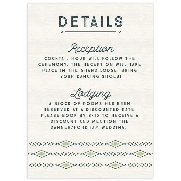 Rustic Mountain Wedding Enclosure Cards front in Jewel Green