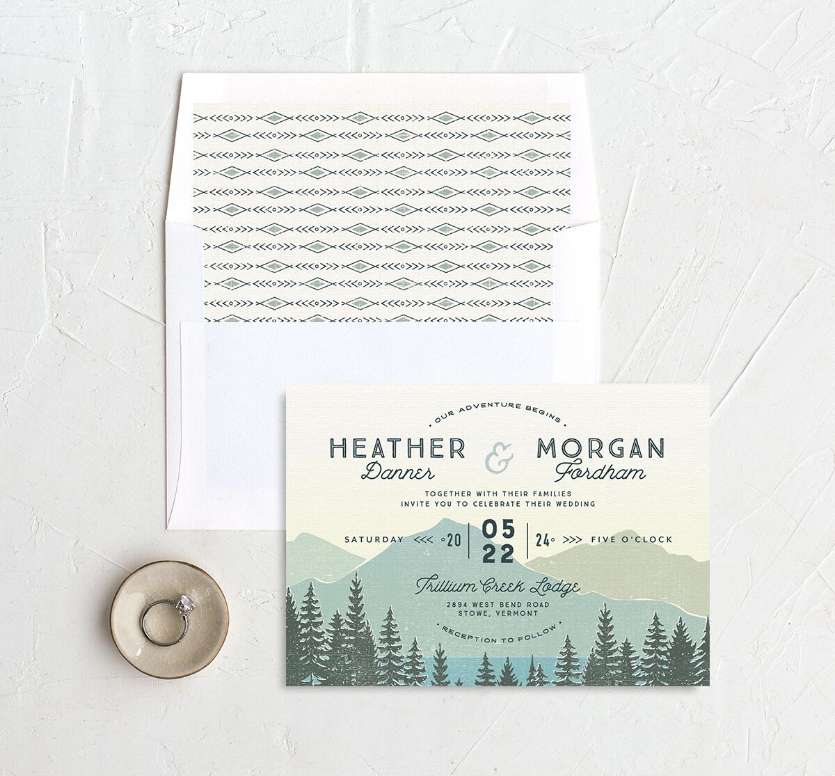 Rustic Mountain Envelope Liners envelope-and-liner in Turquoise