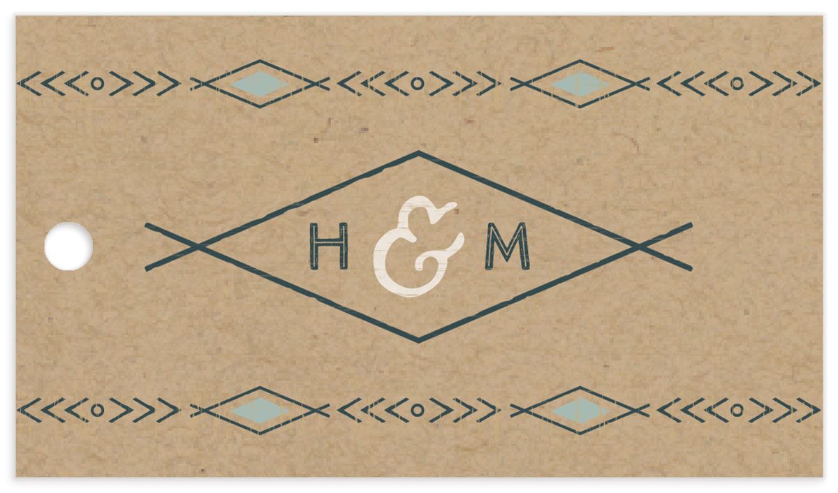 Rustic Mountain Favor Gift Tags front in Turquoise