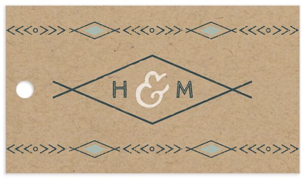 Rustic Mountain Favor Gift Tags front in Teal