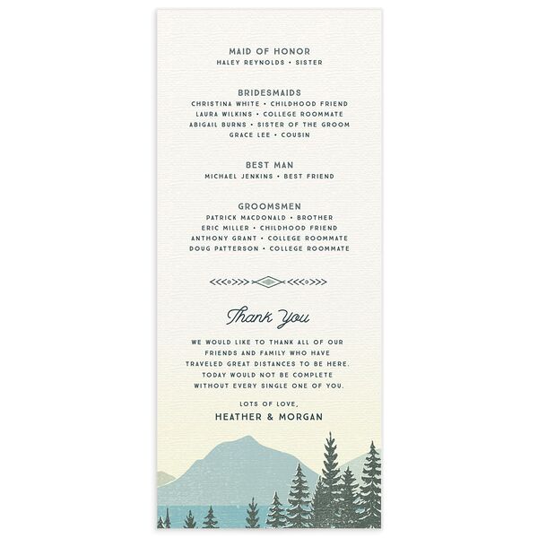 Rustic Mountain Wedding Programs back in Turquoise