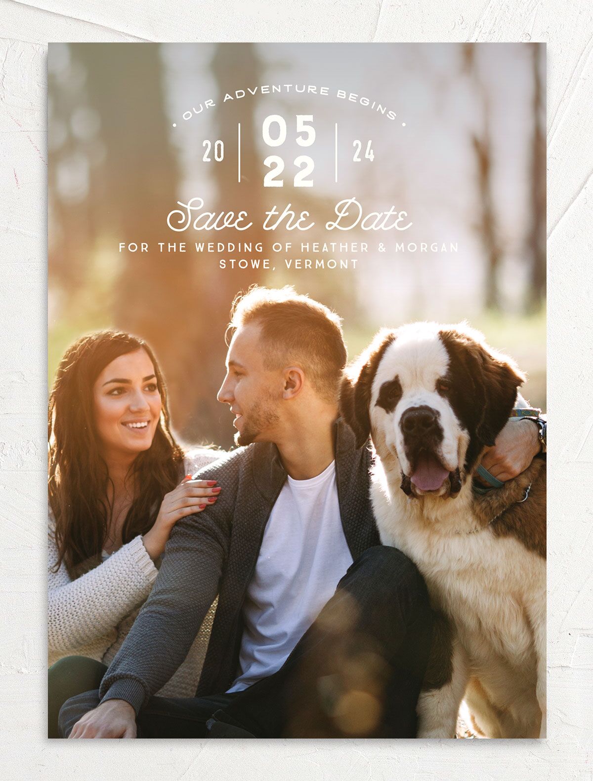 Rustic Mountain Save the Date Cards front in Walnut