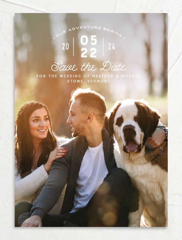Rustic Mountain Save the Date Cards front in Turquoise