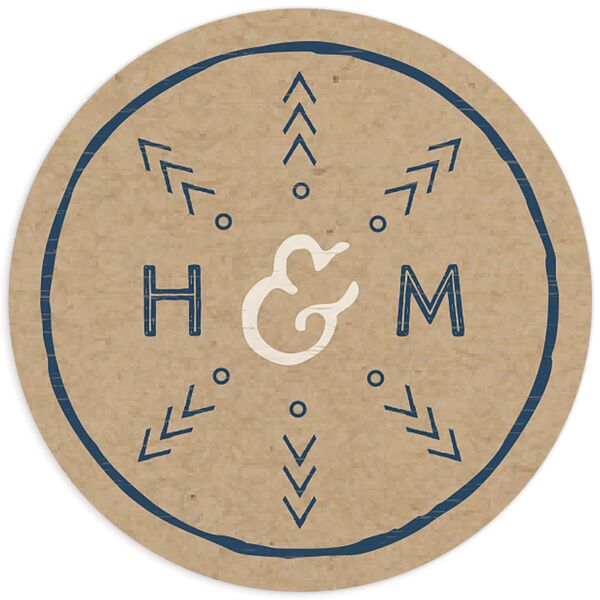 Rustic Mountain Wedding Stickers front in French Blue