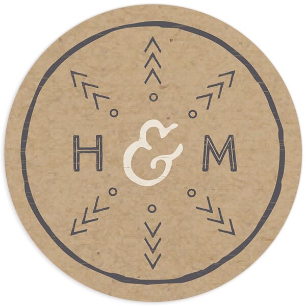 Rustic Mountain Wedding Stickers front in Walnut