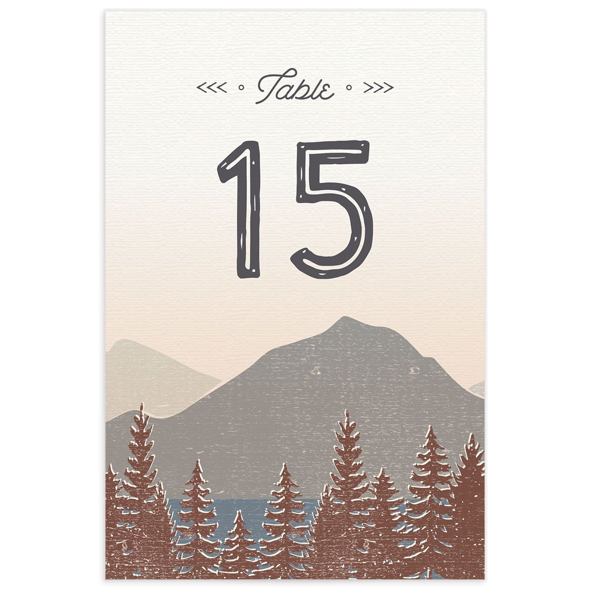 Rustic Mountain Table Numbers front in Walnut