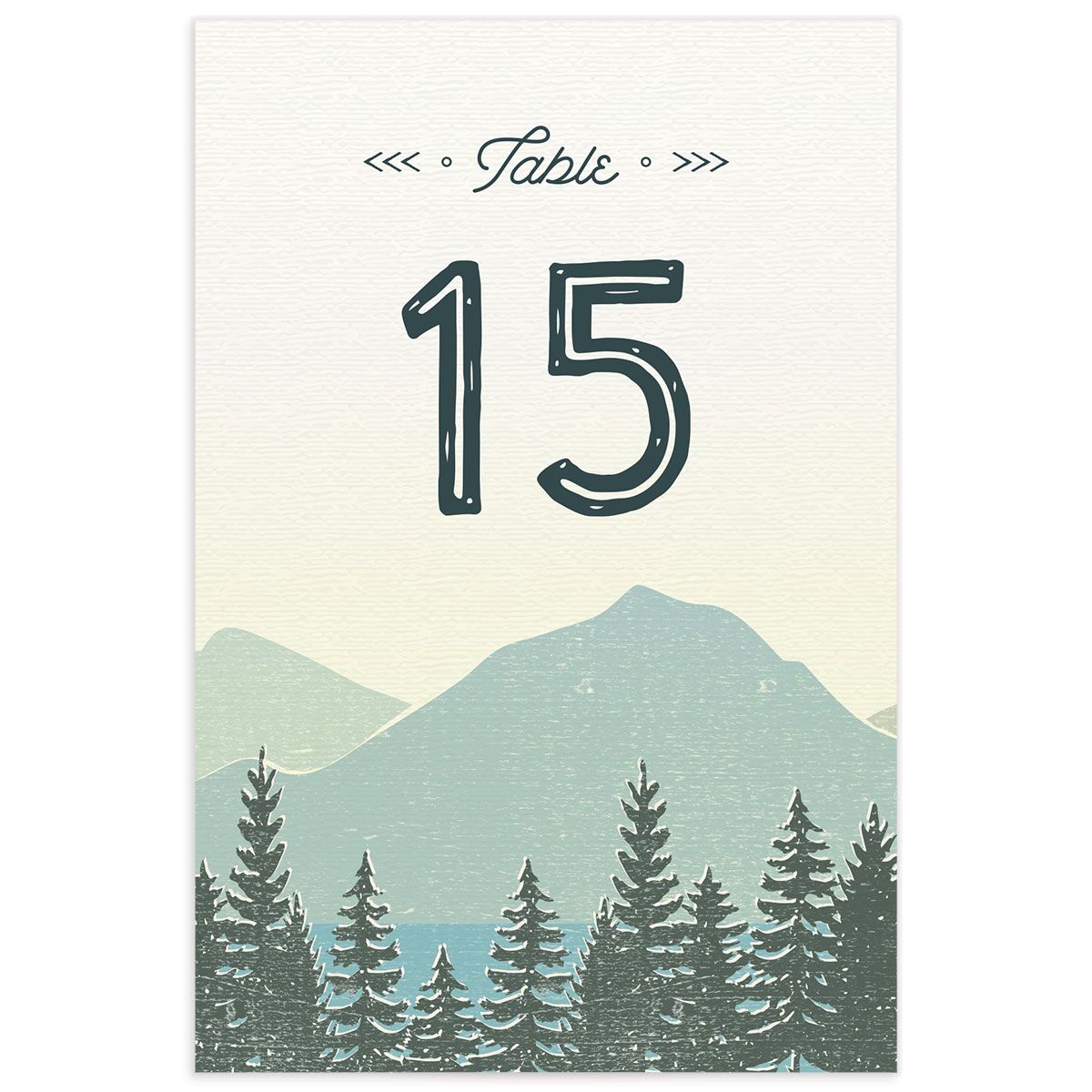Rustic Mountain Table Numbers front in Turquoise