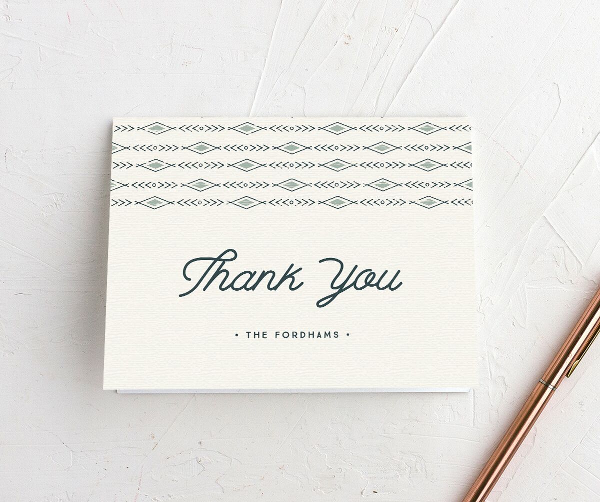 Rustic Mountain Thank You Cards front in Turquoise