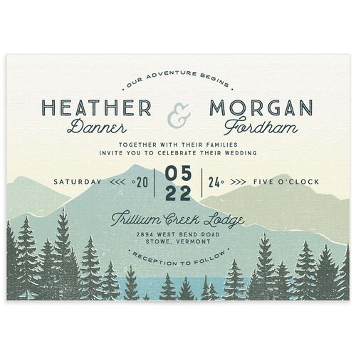 Rustic Mountain Wedding Invitations - Teal