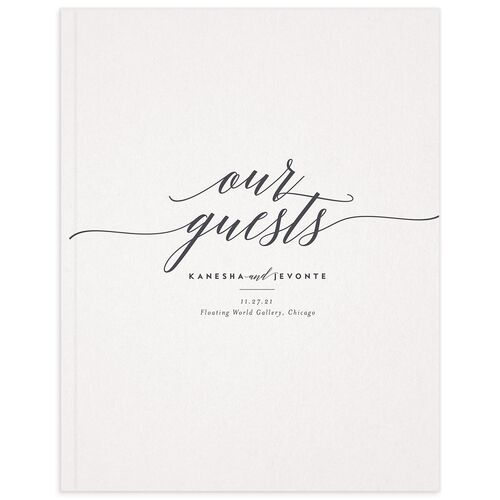 Modern Calligraphy Wedding Guest Book - Silver
