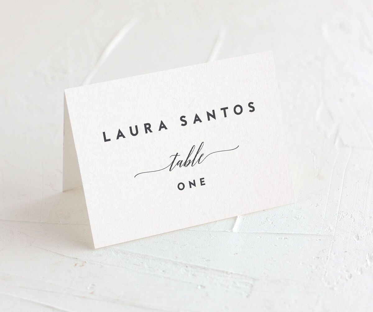 Modern Calligraphy Place Cards front in Grey