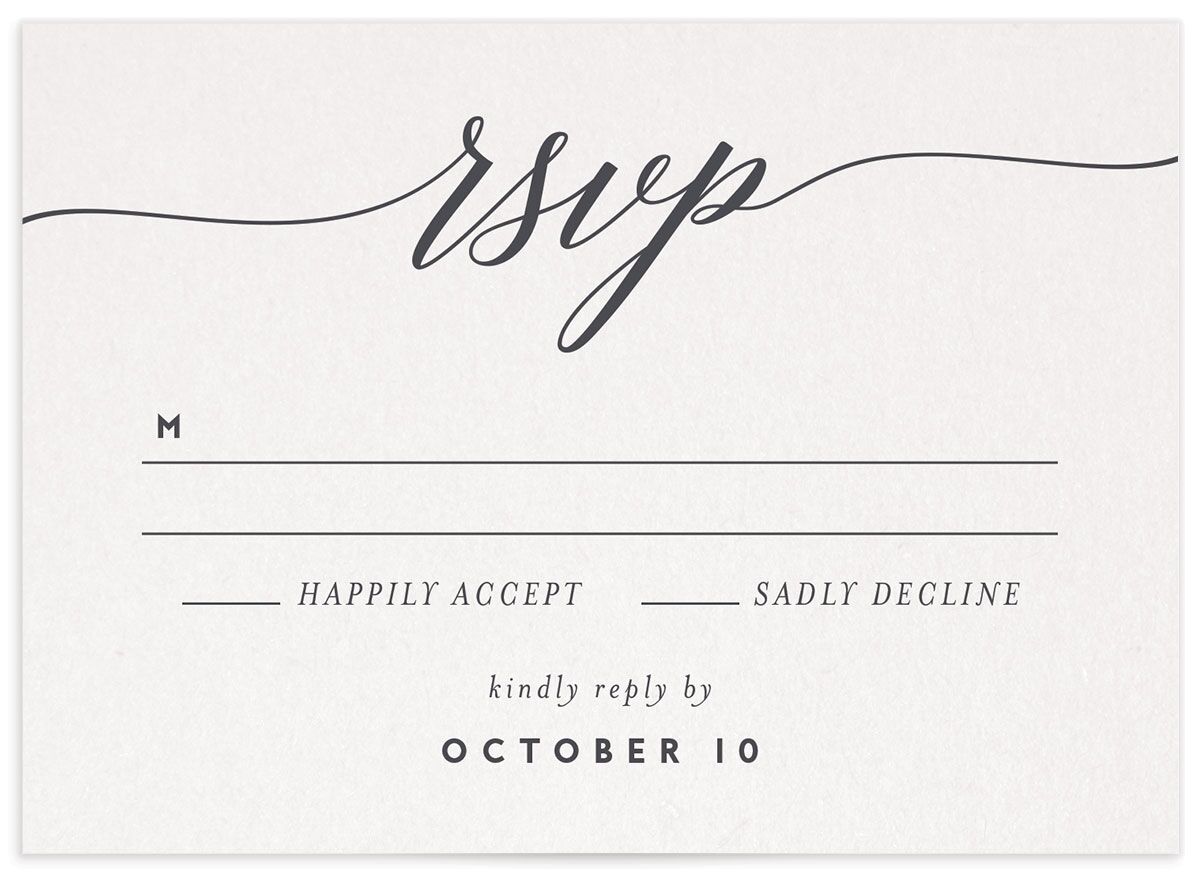 Modern Calligraphy Wedding Response Cards front in Silver