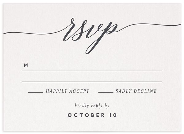 Modern Calligraphy Wedding Response Cards front in Silver