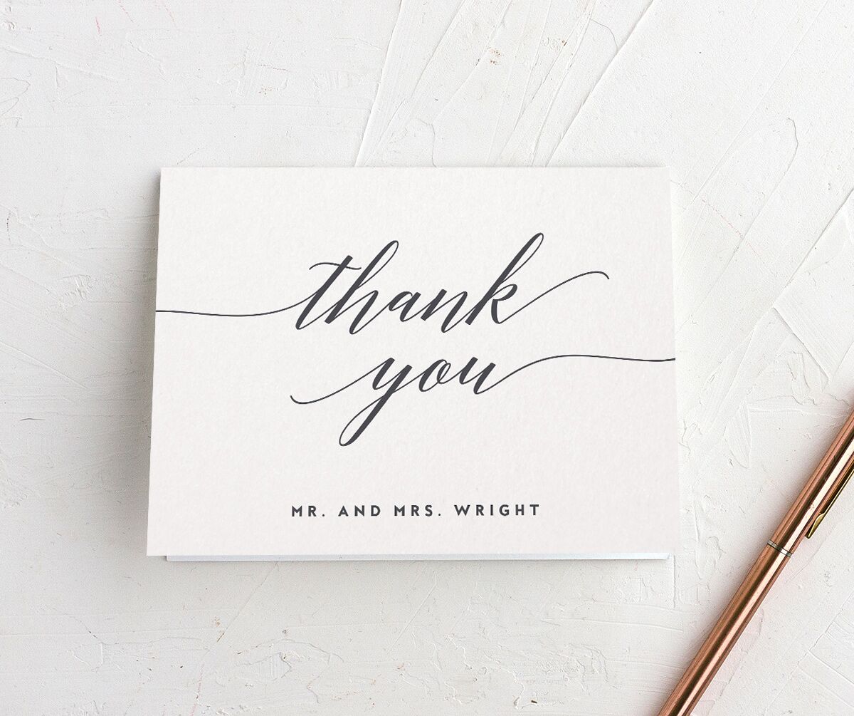 Modern Calligraphy Thank You Cards front in Silver