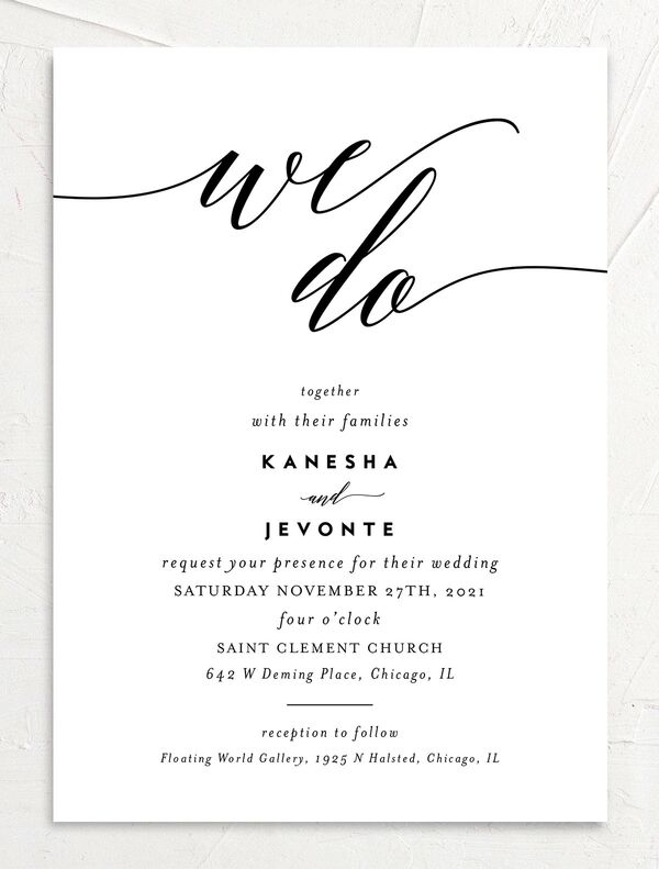 Modern Calligraphy Wedding Invitations front in Midnight