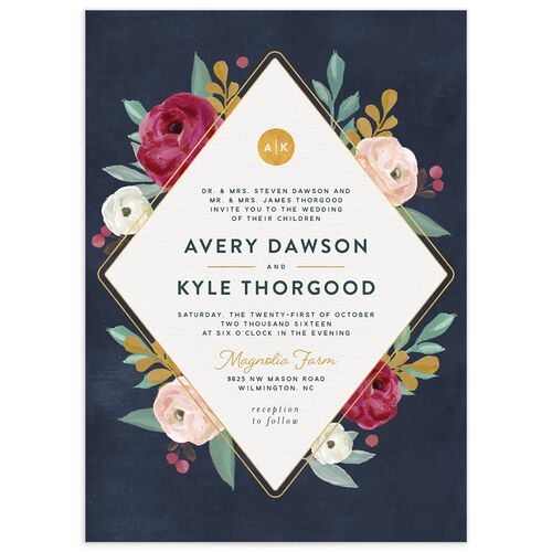 Painterly Blooms Wedding Invitations - Shell Pink