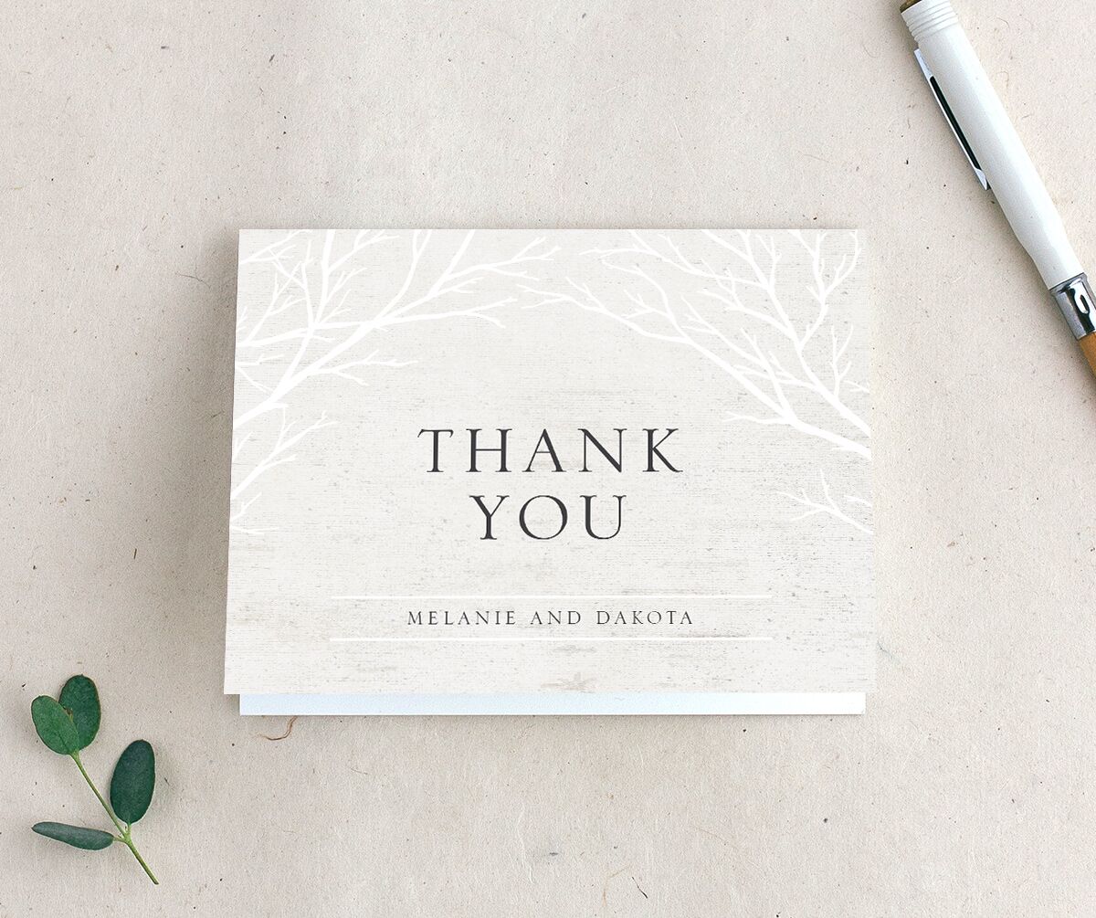 Winter Rustic Thank You Cards front in Walnut