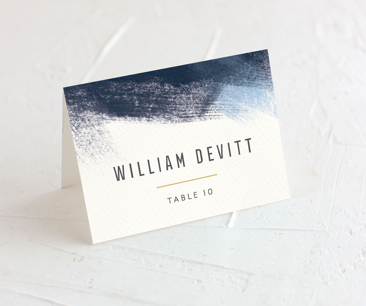 Modern Abstract Place Cards front in French Blue