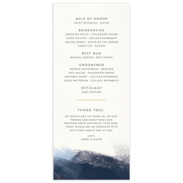 Modern Abstract Wedding Programs back in Blue