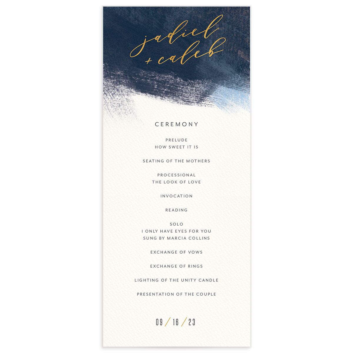Modern Abstract Wedding Programs front in French Blue