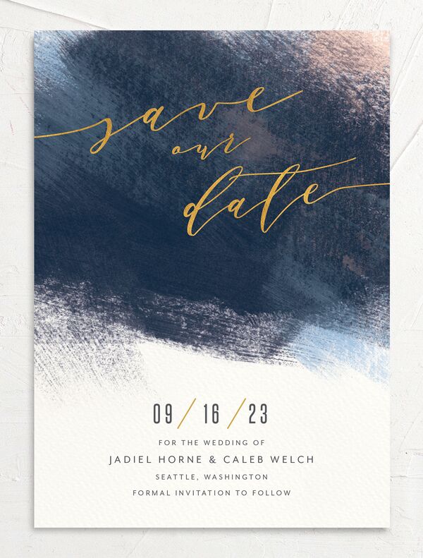 Modern Abstract Save the Date Cards front in French Blue