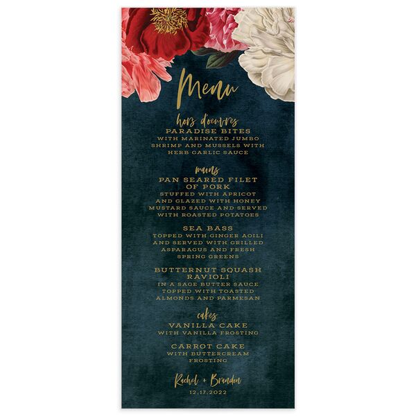 Night Sky Blooms Menus front in French Blue