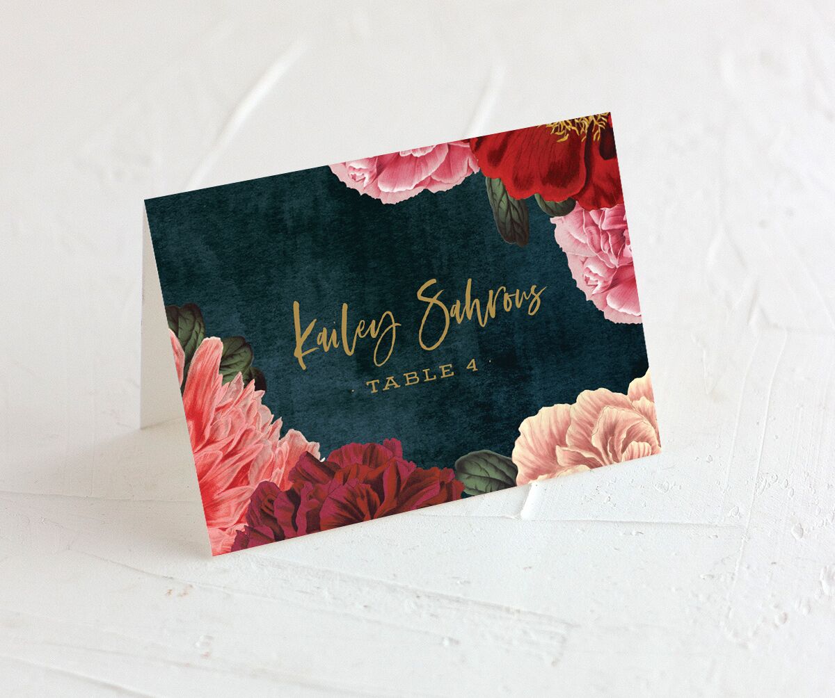 Night Sky Blooms Place Cards front in French Blue