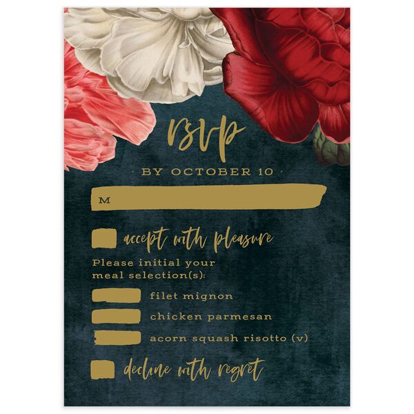 Night Sky Blooms Wedding Response Cards front in French Blue