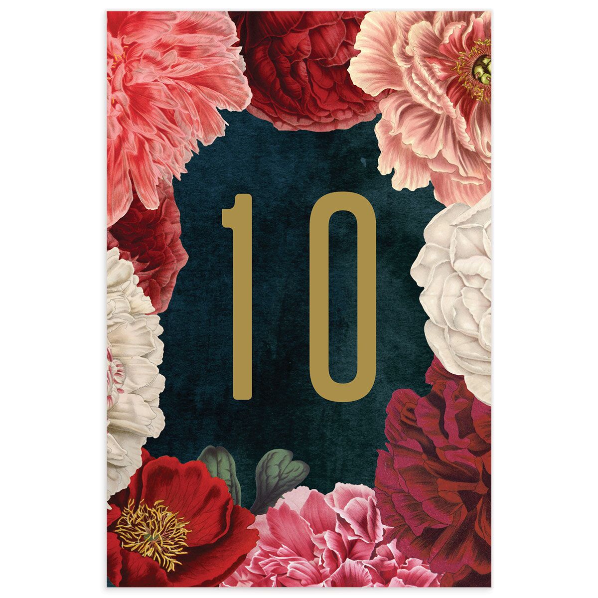 Night Sky Blooms Table Numbers front in Blue