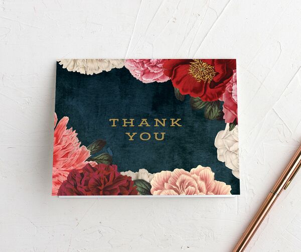 Night Sky Blooms Thank You Cards front in French Blue