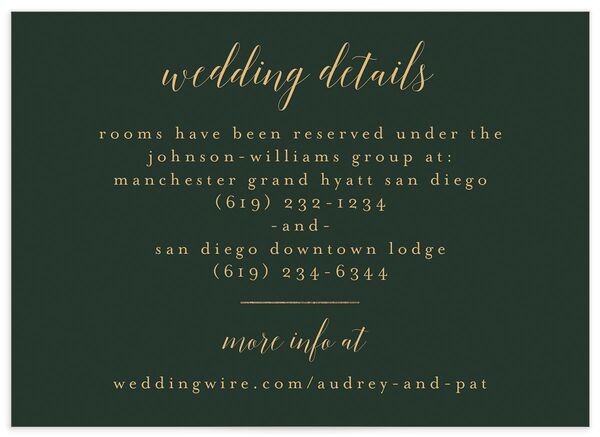 Marble Glamour Wedding Enclosure Cards front in Jewel Green