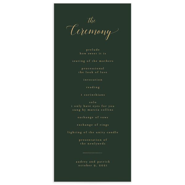 Marble Glamour Wedding Programs front in Jewel Green