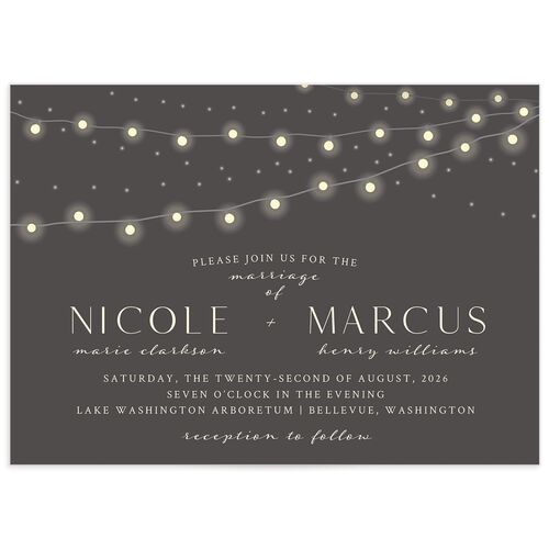 Strung Lights Wedding Invitations - Medieval Grey