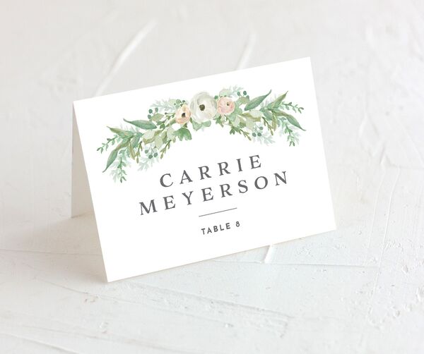 Painted Garland Place Cards front in Jewel Green