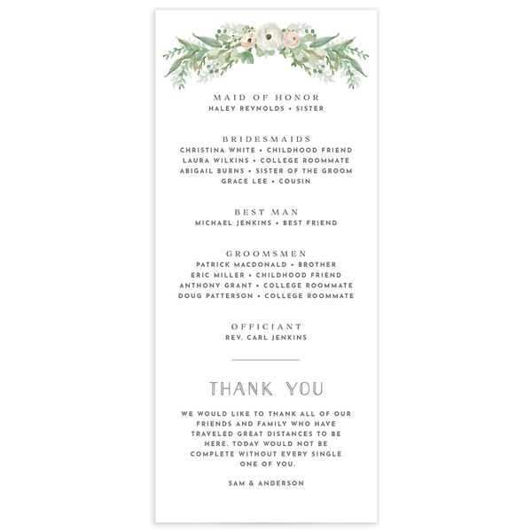 Painted Garland Wedding Programs back in Green
