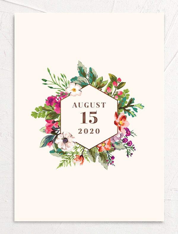 Bold Bouquet Save the Date Cards back in Champagne