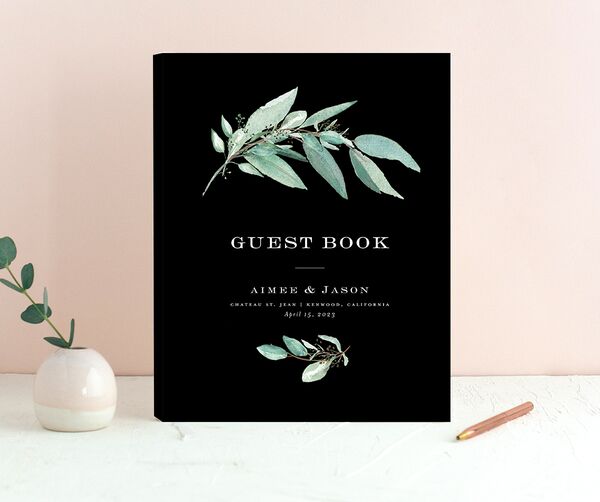 Painted Branch Wedding Guest Book front in Midnight