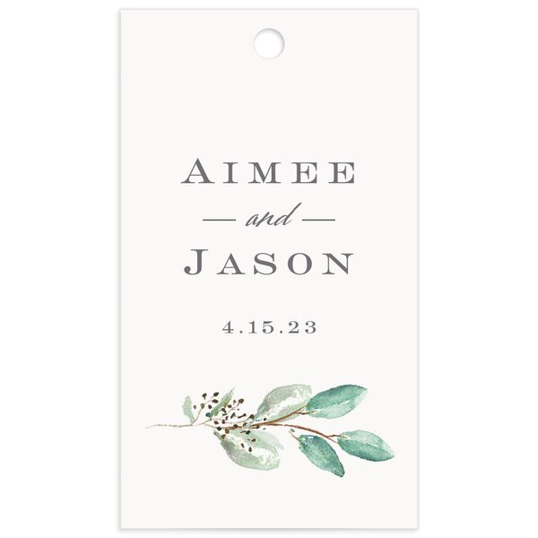 Painted Branch Favor Gift Tags front in Jewel Green