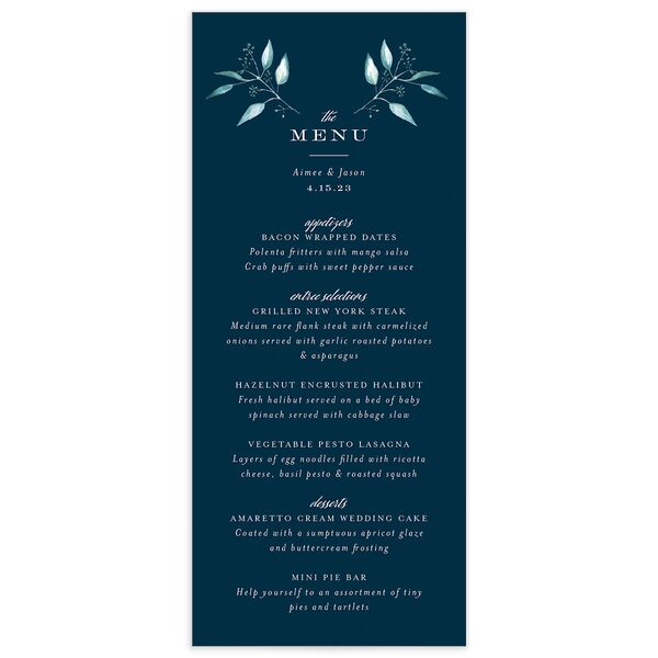 Painted Branch Menus front in Blue