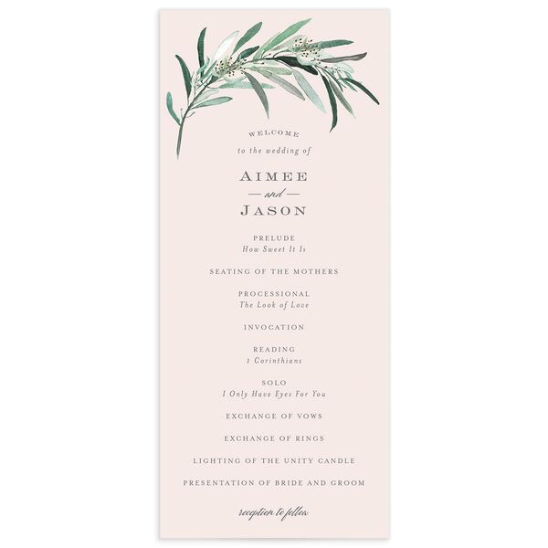 Painted Branch Wedding Programs front in Pink